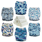 Mama Koala 3.0 pocket diaper cover in whales print shows secure fit and leak protection
