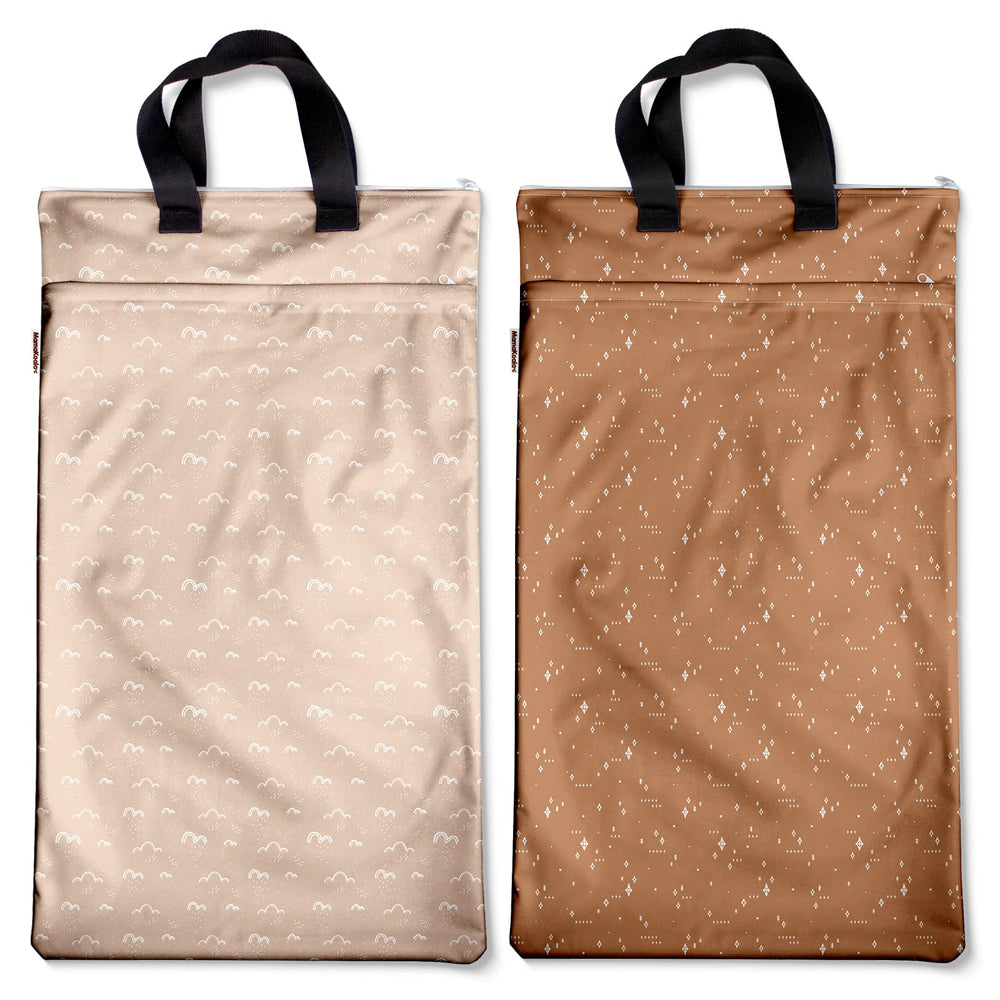 Mama Koala wet-dry bag hanging on a door handle for quick, hands-free access.