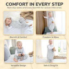 Mama Cheetah adjustable foot openings support mobility while keeping legs cozy.