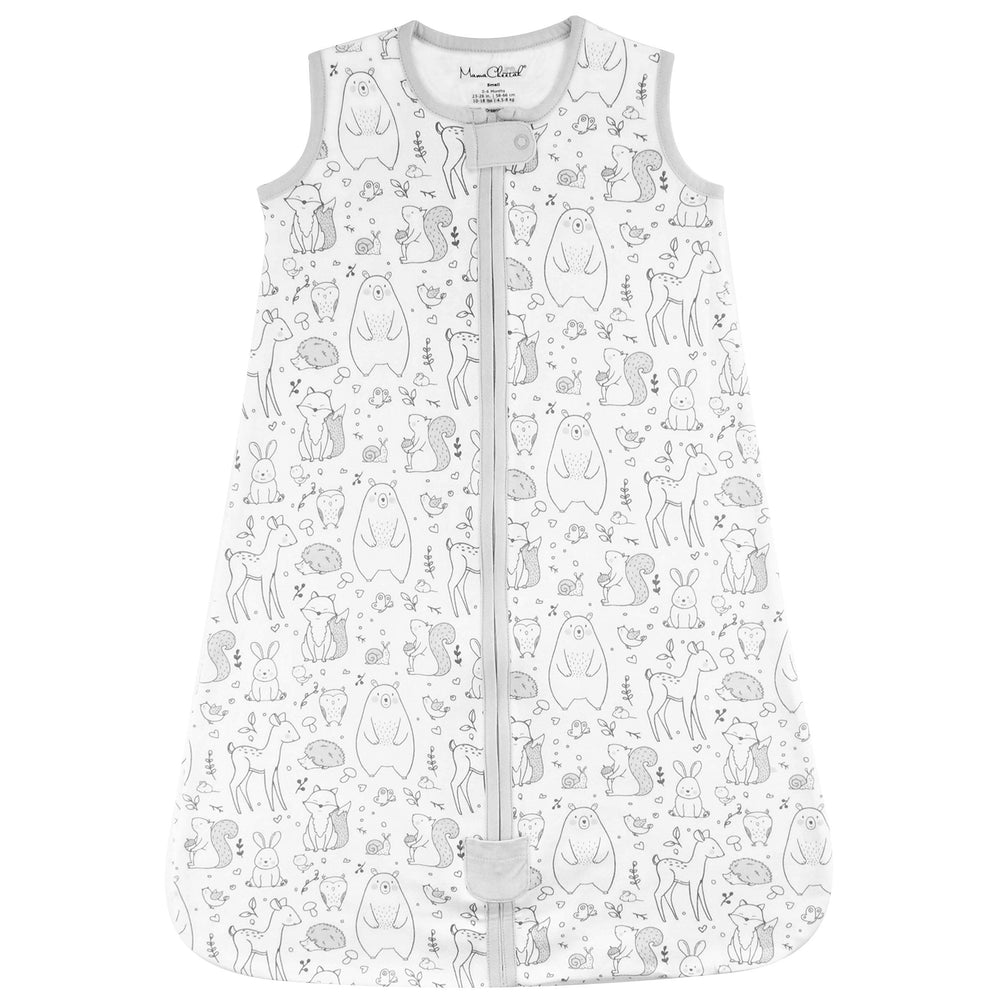 Mama Cheetah baby sleep sack organic cotton close-up showing soft breathable fabric