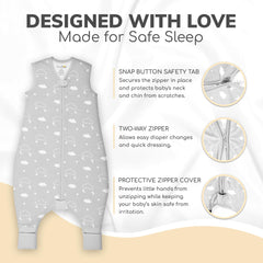 Mama Cheetah sleep sack safety neck tab promotes a snug, secure fit.