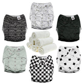 Mama Koala 3.0 pocket diaper black and white outer with secure fit and leak prevention