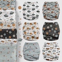 Mama Koala Space Ranger inserts highlight six natural 4-layer inserts for flexible absorbency all day.