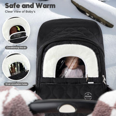 Mamatepe winter baby car seat cover transparent window lets you check infant.