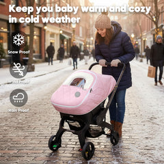 Mamatepe winter baby car seat cover transparent window for quick baby checks while staying warm.