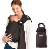 Mamaway Baby Ring Sling Charcoal close-up shows soft fabric for cozy newborn snuggles