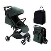 MAMAZING lightweight travel stroller folded for compact storage and easy transport.