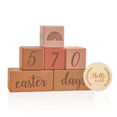 Mamimami Home pink wooden milestone blocks set of 6 for monthly growth photos.