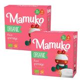 Mamuko Organic Porridge packaging shows dairy-free, sugar-free formula for gentle early nutrition.