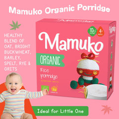 Mamuko porridge served in a bowl demonstrates quick 3-5 minute preparation with water or milk.
