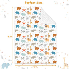 Man Fai Sky baby blanket back is a dotted minky for soft comfort.