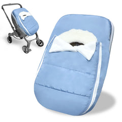 Man Fai Sky car seat cover winter shows all-weather protection for babies.
