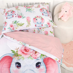 Man Fai Sky reversible quilt in pink with elephant design