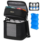 Mancro breast milk cooler bag open view showing double-layer design for bottles