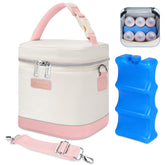 Mancro breast-milk-cooler-bag top view highlights six-bottle capacity for on-the-go moms