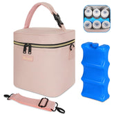 Mancro breastmilk cooler bag holds six bottles, ideal for on-the-go feeding
