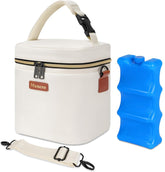 Mancro breastmilk cooler bag with six bottles for daycare storage and on-the-go feeding.