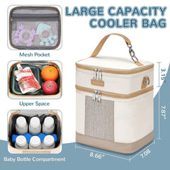 Mancro breastmilk cooler bag front pocket with ice pack for quick access