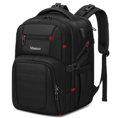 Mancro Dad Diaper Bag Backpack exterior in black with waterproof finish for all-weather outings