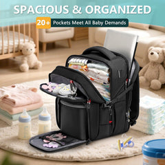 Mancro Dad Diaper Bag Backpack main compartment spacious for diapers, wipes, and clothes