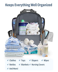 Mancro diaper bag stroller straps attach securely for hands-free strolling.