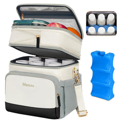 Mancro expandable breastmilk cooler bag expanded top layer stores pump or snacks