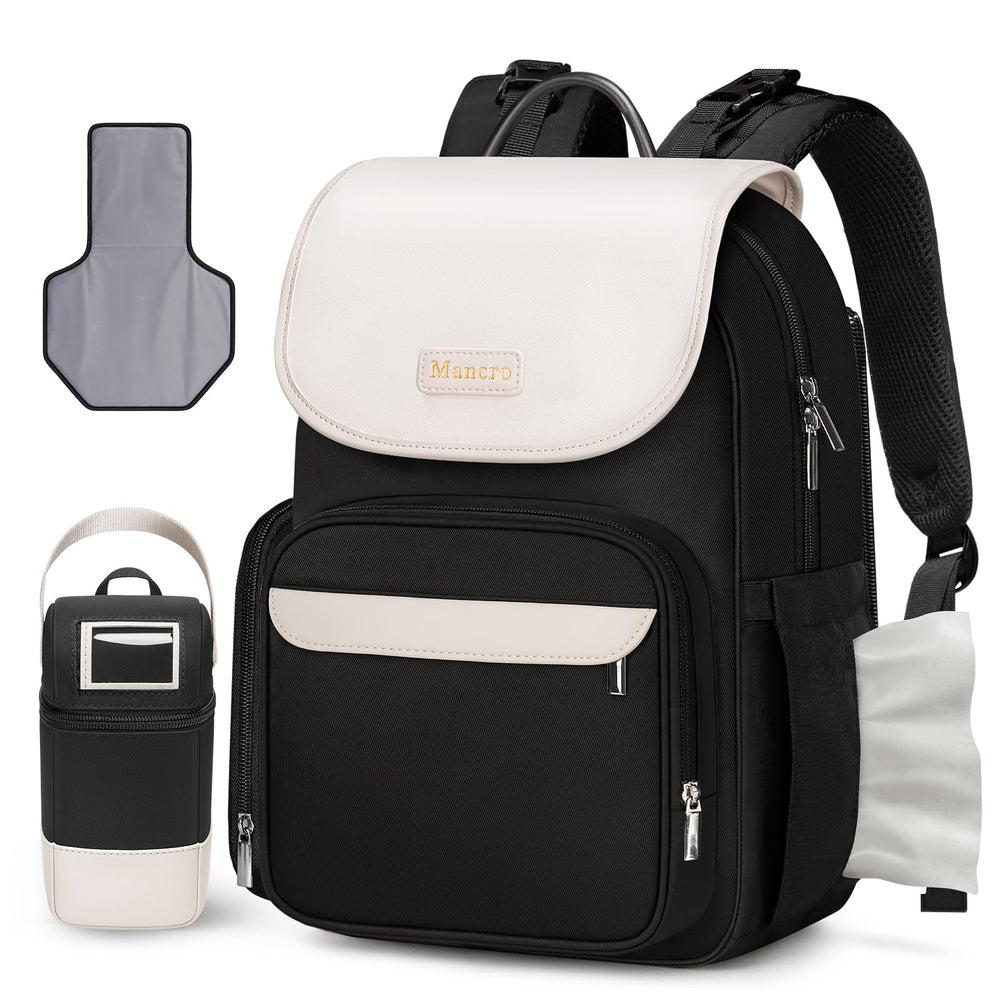 Mancro small diaper bag backpack main compartment view for easy baby gear access
