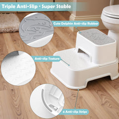 Mangohood 2-Step Stool helps kids brush teeth at the sink with stability.