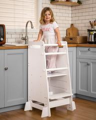 Mangohood toddler learning tower with enclosed design preventing leg entrapment