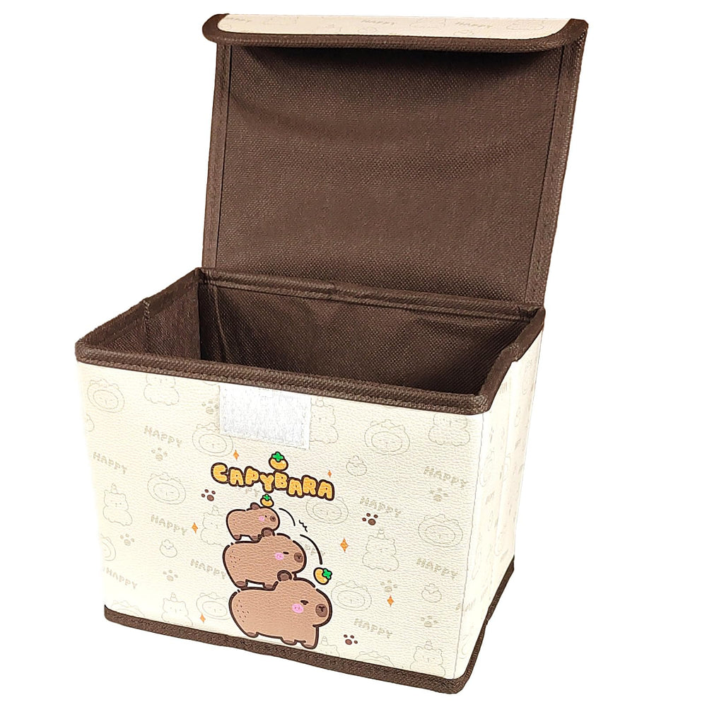 Mangpung capybara storage bin folded cover shows space-saving design for decluttering small spaces