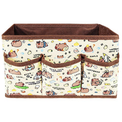 Mangpung Kawaii storage bin on desk for cosmetics organization.