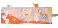 Manhattan Toy Llama soft book squeaker, engages baby with gentle auditory cues.
