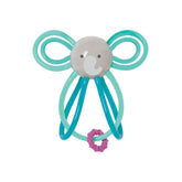 Manhattan Toy Winkel Elephant rattle with a colorful teether loop for baby exploration.