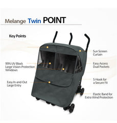 Manito Melange twin stroller weather shield window-clarity offers distortion-free UV protected visibility