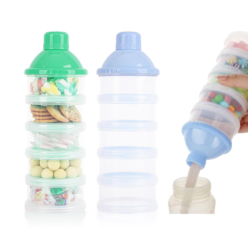 Manwetye 2pc 5-layer dispenser blue-green full setup for on-the-go formula storage.