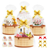 Mapaim four-set 11-inch round bamboo gift baskets with handles for easy, stylish hampers.