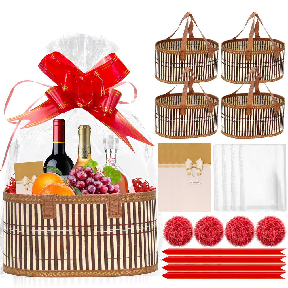 Mapaim bamboo gift basket oval empty-set closeup highlights natural texture for premium wrapping.