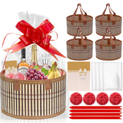 Mapaim Baskets for Gifts Empty Set 4 bamboo round baskets for elegant gift presentations