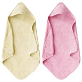 maqsai bath towel hooded pink beige two-pack ready for newborn bath time.
