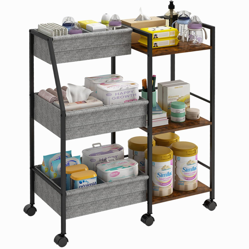 Marbyraz diaper caddy cart closed view showcasing large capacity for nursery essentials.