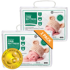 Margaux & May crib protector 2-pack in soft bamboo fabric promotes gentle, breathable sleep.