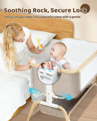 Mariserenity baby bassinet eight-level height adjusts to fit your bed and routine.