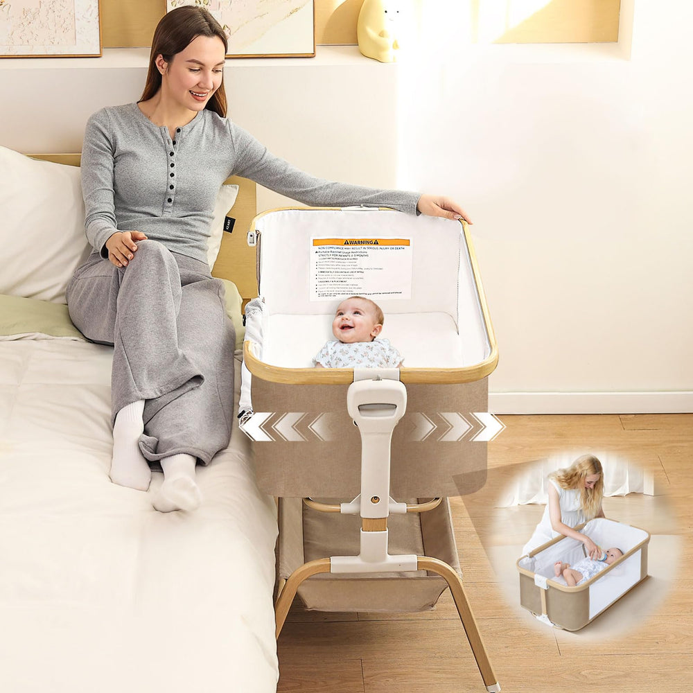 Mariserenity baby bassinet rocking bedside sleeper with gentle motion for peaceful newborn nights.
