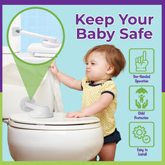 Mars Baby toilet seat lock installation-steps shows no-tools setup for fast, effective baby-proofing.