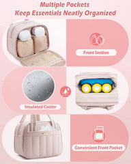 Marscamd wearable pump bag dusty pink front pockets keep bottles organized