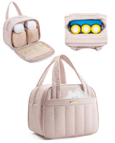 Marscamd quilted wearable pump bag dusty pink front view for on-the-go pumping