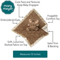 Mary Meyer Putty Nursery Moose satin lining provides a soft underside for comfort.