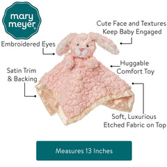 Mary Meyer Putty Nursery Pink Bunny face closeup highlights soft texture.