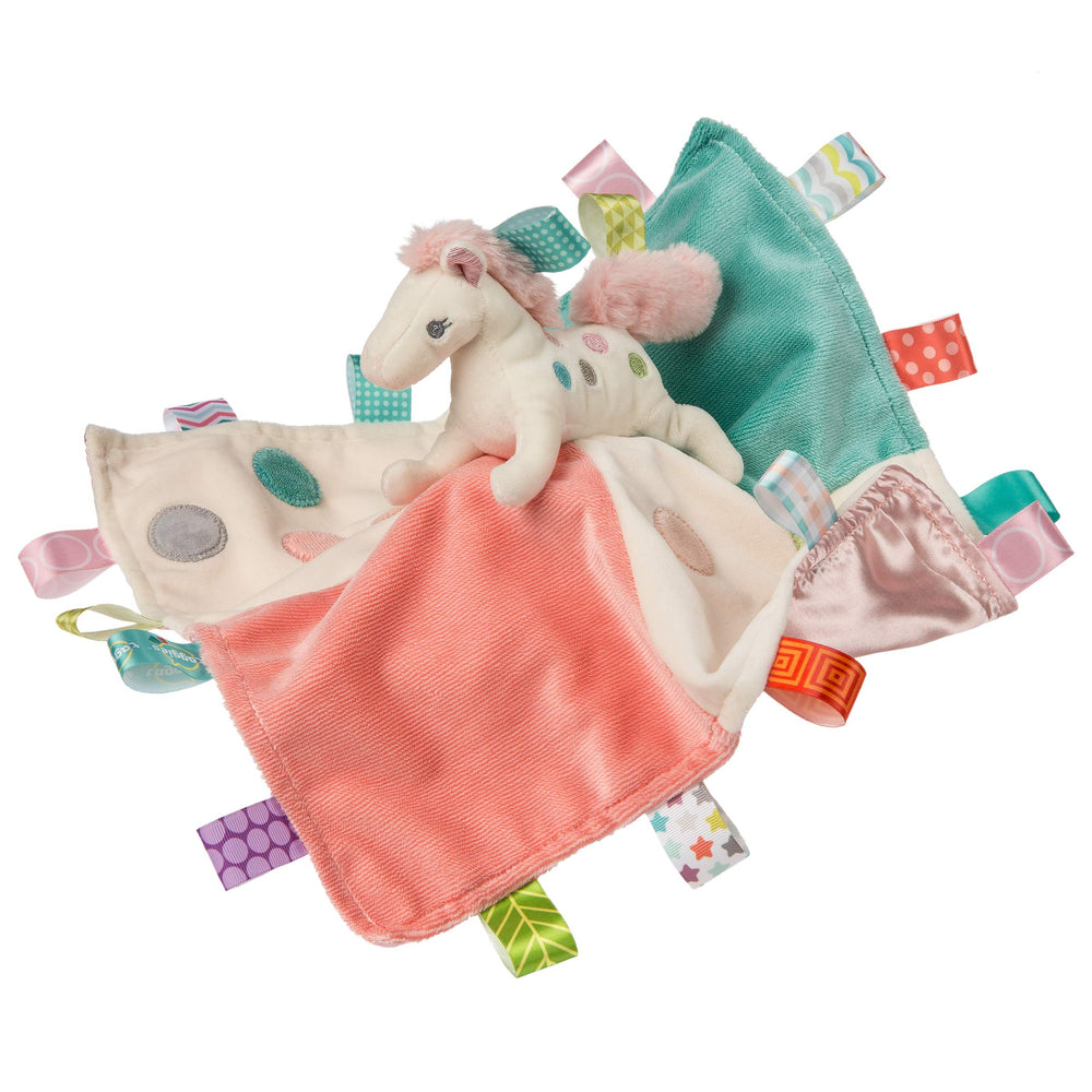 Mary Meyer Taggies Painted Pony toy top with satin lining, promotes soothing sensory exploration.