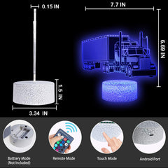 MARZIUS Truck 3D Illusion Lamp with durable base and energy-saving design.